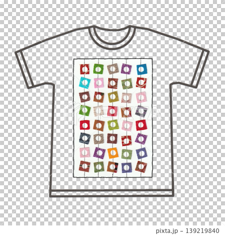 手描きの四角模様Tシャツ(透過素材) 手描きの四角模様Tシャツ(透過素材) 139219840
