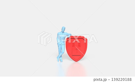 Personal Data Security Concept with Human Figure and Shield Lock 3d render. Personal Data Security Concept with Human Figure and Shield Lock 3d render. 139220188