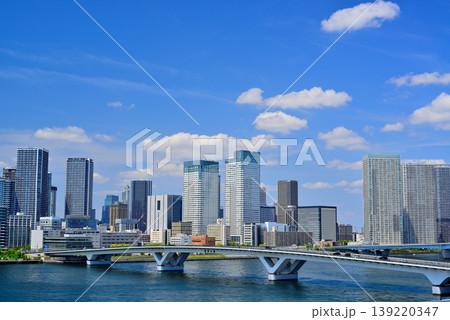 豊洲市場の屋上緑化広場から見える晴海方面の都市風景 豊洲市場の屋上緑化広場から見える晴海方面の都市風景 139220347