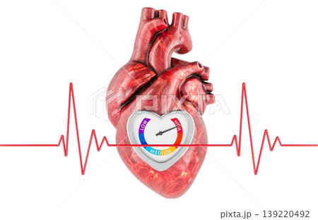 Heart health indicator, pulse and cardiac risk monitor. 3d rendering 139220492
