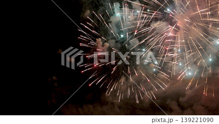Colorful vibrant Firework celebrate anniversary happy new year 2023, 4th of july holiday festival. colorful firework in the night time to celebrate national holiday. countdown new year 2023 party time Colorful vibrant Firework celebrate anniversary happy new year 2023, 4th of july holiday festival. colorful firework in the night time to celebrate national holiday. countdown new year 2023 party time 139221090