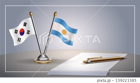 Small national flag of South Korea and Argentina flag Relation, Template Vector Illustration 139221385