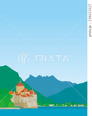 シヨン城 chateau de chillon レマン湖 lac leman スイス 夏風景 シヨン城 chateau de chillon レマン湖 lac leman スイス 夏風景 139221517