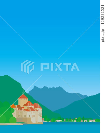 シヨン城　chateau de chillon　レマン湖　lac leman　スイス　夏風景 139221521