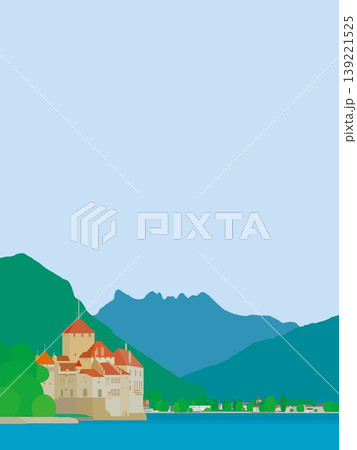 シヨン城　chateau de chillon　レマン湖　lac leman　スイス　夏風景 139221525