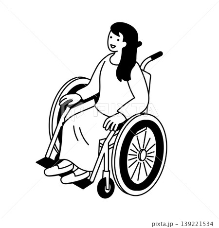 車椅子の女性のシンプルなイラスト 139221534