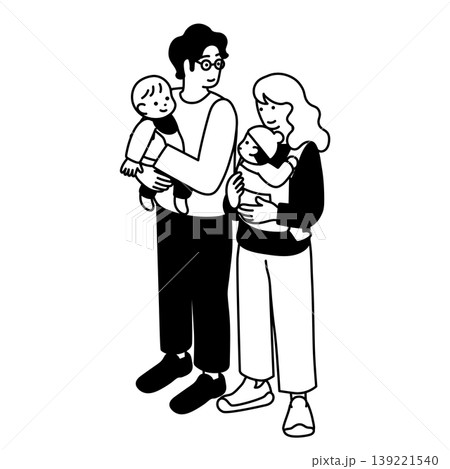 子育てをする夫婦のシンプルなイラスト 子育てをする夫婦のシンプルなイラスト 139221540