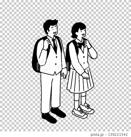 アイソメトリック構図の中高生の男女のイラスト アイソメトリック構図の中高生の男女のイラスト 139221542