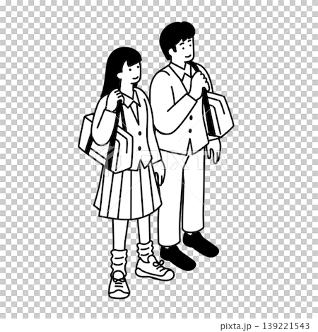 アイソメトリック構図の中高生の男女のイラスト アイソメトリック構図の中高生の男女のイラスト 139221543