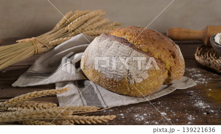 Homemade crispy turmeric bread 139221636