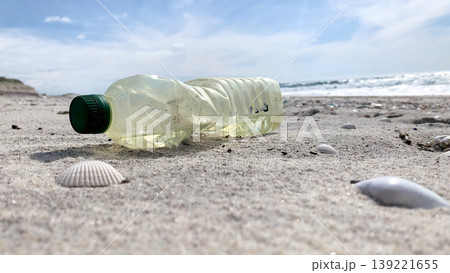Plastic bottle at a coast Plastic bottle at a coast 139221655