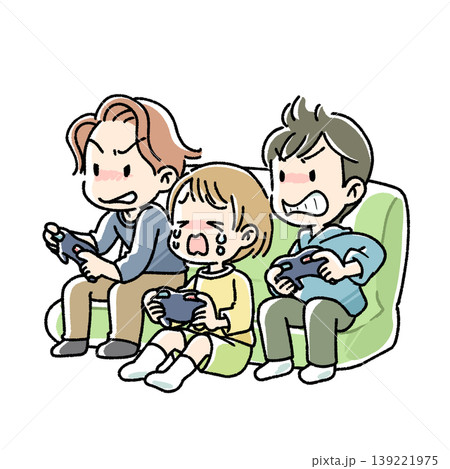 ケンカをしながらゲームをする子ども達 ケンカをしながらゲームをする子ども達 139221975