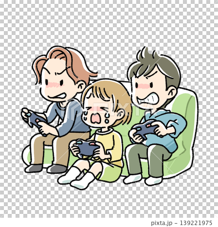 ケンカをしながらゲームをする子ども達 ケンカをしながらゲームをする子ども達 139221975