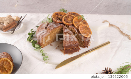 Sliced Christmas orange cake Sliced Christmas orange cake 139222006