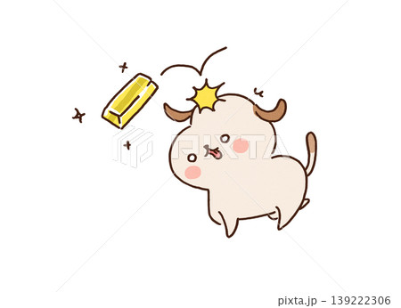 犬の頭に空から金塊が落ちてきたイラスト(ことわざ:犬も歩けば棒に当たるのポジティブイメージ) 犬の頭に空から金塊が落ちてきたイラスト(ことわざ:犬も歩けば棒に当たるのポジティブイメージ) 139222306