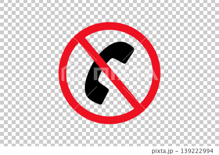 No Phone Sign Icon With Red Prohibition Circle and Diagonal Slash Over Telephone Receiver 139222994