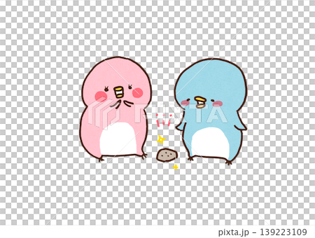 意中のメスに小石をプレゼントして求愛するオスペンギンのイラスト 意中のメスに小石をプレゼントして求愛するオスペンギンのイラスト 139223109