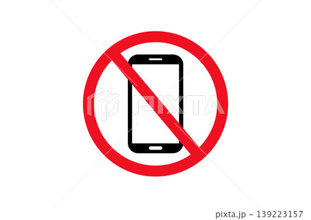 No Mobile Phones Prohibited Sign Icon With Red Ban Symbol Over Smartphone No Mobile Phones Prohibited Sign Icon With Red Ban Symbol Over Smartphone 139223157