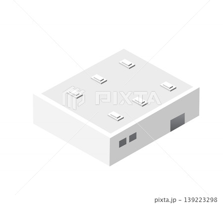 Isometric industrial building with roof windows representing modern architecture 139223298