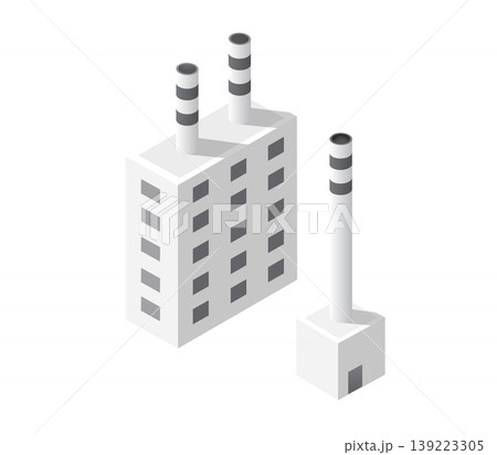 Power plant emitting pollution into the atmosphere, isometric view Power plant emitting pollution into the atmosphere, isometric view 139223305