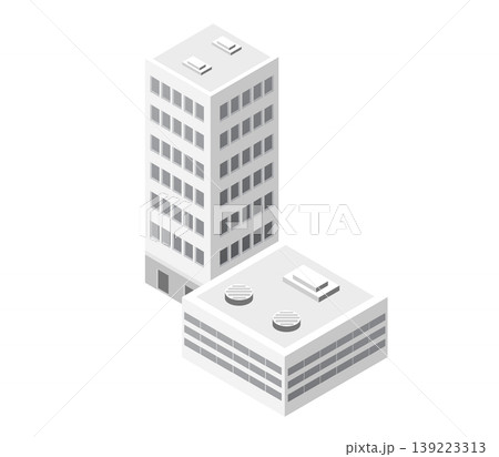 Modern buildings representing urban architecture in isometric view Modern buildings representing urban architecture in isometric view 139223313
