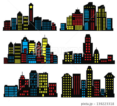 Colorful city skylines at night creating a vibrant urban landscape 139223318