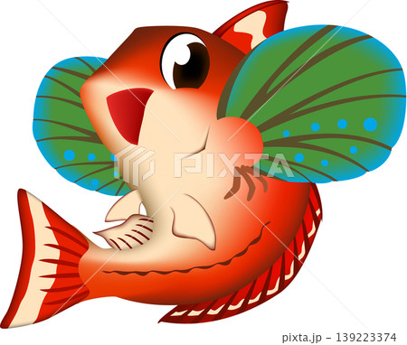 かわいい魚イラスト　「ホウボウ」　ベクター形式　白背景単体 139223374