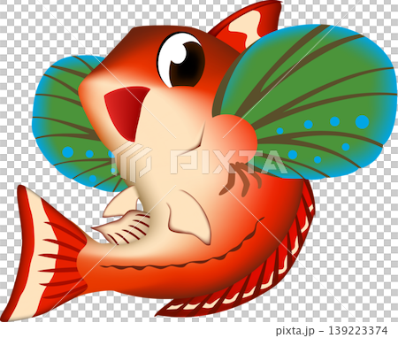 かわいい魚イラスト　「ホウボウ」　ベクター形式　白背景単体 139223374