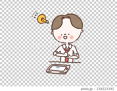 タブレットで学習してひらめく（理解する）学生のイラスト（オンライン学習・教育） 139223391