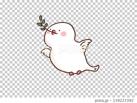 一幅白鴿銜著橄欖葉飛翔的插圖（和平/永續發展目標） 139223392