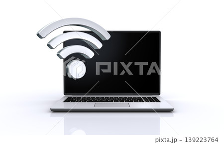 ノートパソコンとWi-Fiアイコン 139223764