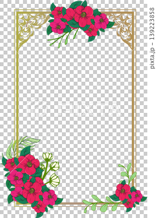 Stylish and simple antique square frame material featuring camellias. Stylish and simple antique square frame material featuring camellias. 139223858