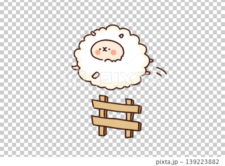柵を飛び越える羊のイラスト(睡眠・不眠解消・安眠) 柵を飛び越える羊のイラスト(睡眠・不眠解消・安眠) 139223882
