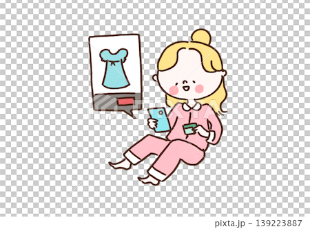 一位女士使用智慧型手機和信用卡在線購物的插圖(電子商務網站,購物) 一位女士使用智慧型手機和信用卡在線購物的插圖(電子商務網站,購物) 139223887