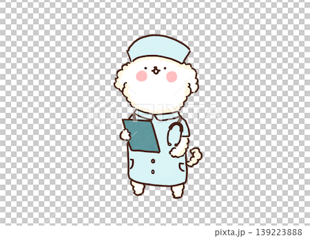 Illustration of a Maltese dog wearing a nurse's uniform and holding a medical chart (animal hospital/pet insurance) Illustration of a Maltese dog wearing a nurse's uniform and holding a medical chart (animal hospital/pet insurance) 139223888