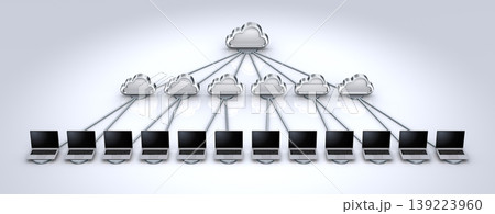 クラウドアイコンとノートパソコンのネットワーク 139223960