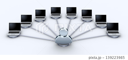 人型アイコンとノートパソコンのネットワーク 人型アイコンとノートパソコンのネットワーク 139223985
