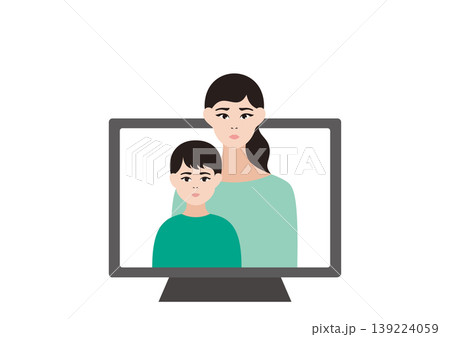 オンラインで育児相談をする男の子の母親ベクターイラスト素材 オンラインで育児相談をする男の子の母親ベクターイラスト素材 139224059