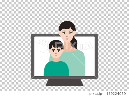 オンラインで育児相談をする男の子の母親ベクターイラスト素材 オンラインで育児相談をする男の子の母親ベクターイラスト素材 139224059