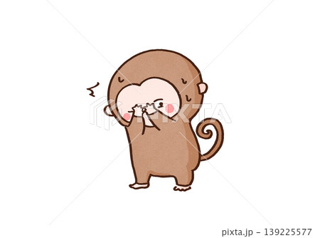 両手で目を覆いながら横目でチラッと見るサルのイラスト(見ざる・見猿) 両手で目を覆いながら横目でチラッと見るサルのイラスト(見ざる・見猿) 139225577