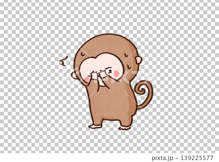両手で目を覆いながら横目でチラッと見るサルのイラスト(見ざる・見猿) 両手で目を覆いながら横目でチラッと見るサルのイラスト(見ざる・見猿) 139225577