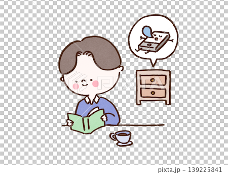 スマホを引き出しにしまって読書に集中する男性のイラスト(デジタルデトックス・脳疲労回復) スマホを引き出しにしまって読書に集中する男性のイラスト(デジタルデトックス・脳疲労回復) 139225841