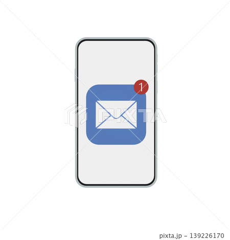 未読メール通知付きスマートフォン バッジ表示のメールアイコン 未読メール通知付きスマートフォン バッジ表示のメールアイコン 139226170