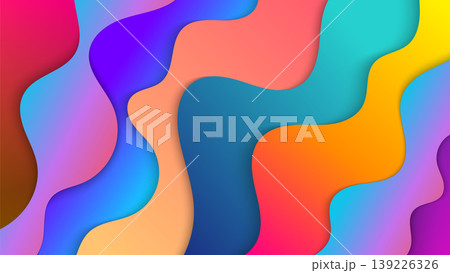 Vibrant multi colored wavy abstract background design with layered fluid shapes 139226326