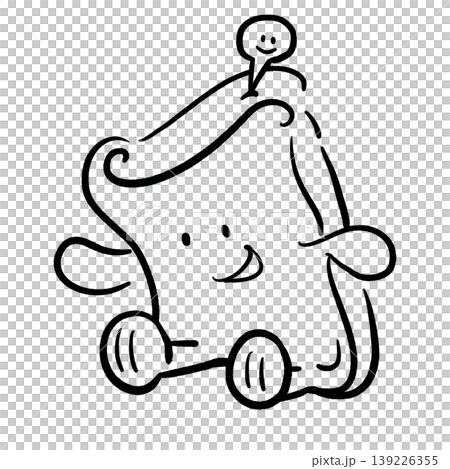 A cartoon toast character with a tag sitting and smiling outline illustration A cartoon toast character with a tag sitting and smiling outline illustration 139226355