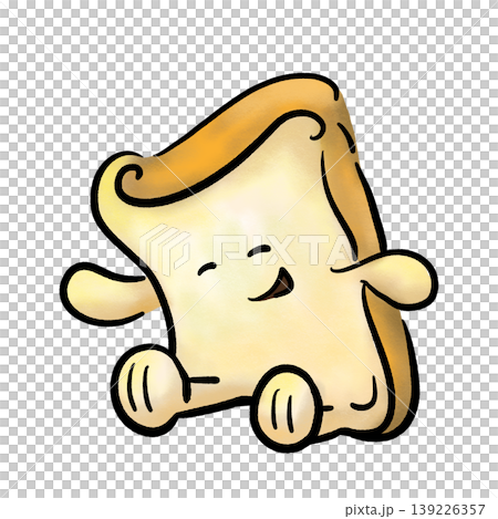 Design of toast character sitting and smiling crayon illustration 139226357
