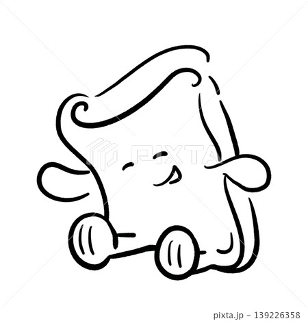 Design of toast character sitting and smiling outline illustration Design of toast character sitting and smiling outline illustration 139226358