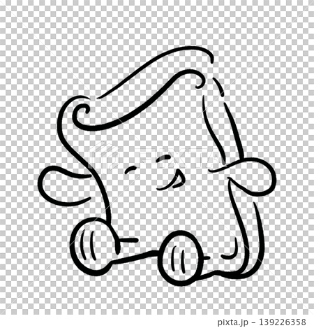 Design of toast character sitting and smiling outline illustration Design of toast character sitting and smiling outline illustration 139226358