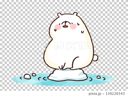 An illustration of a polar bear sweating and enduring the melting of a small ice floe due to global warming (Environmental issues/SDGs) An illustration of a polar bear sweating and enduring the melting of a small ice floe due to global warming (Environmental issues/SDGs) 139226543