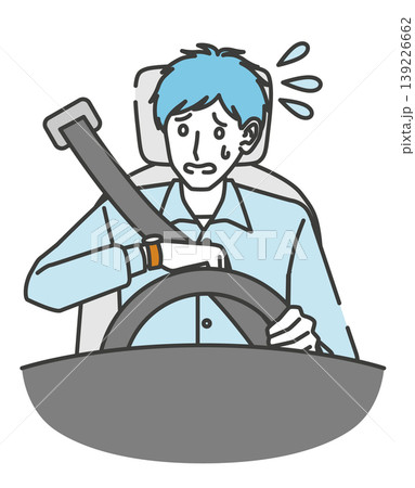 時計を見て遅刻を気にする運転中の男性 時計を見て遅刻を気にする運転中の男性 139226662